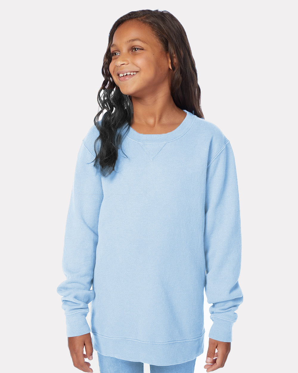 Light Blue Youth Crewneck Sweatshirt, by Hanes ComfortWash