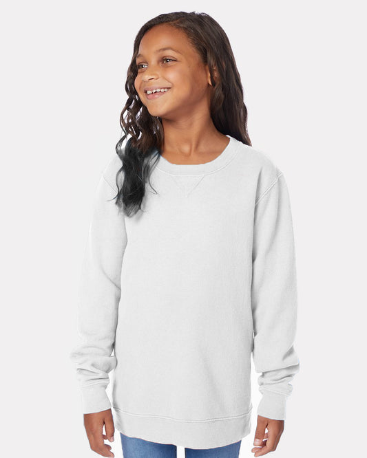 White Youth Crewneck Sweatshirt, by Hanes ComfortWash