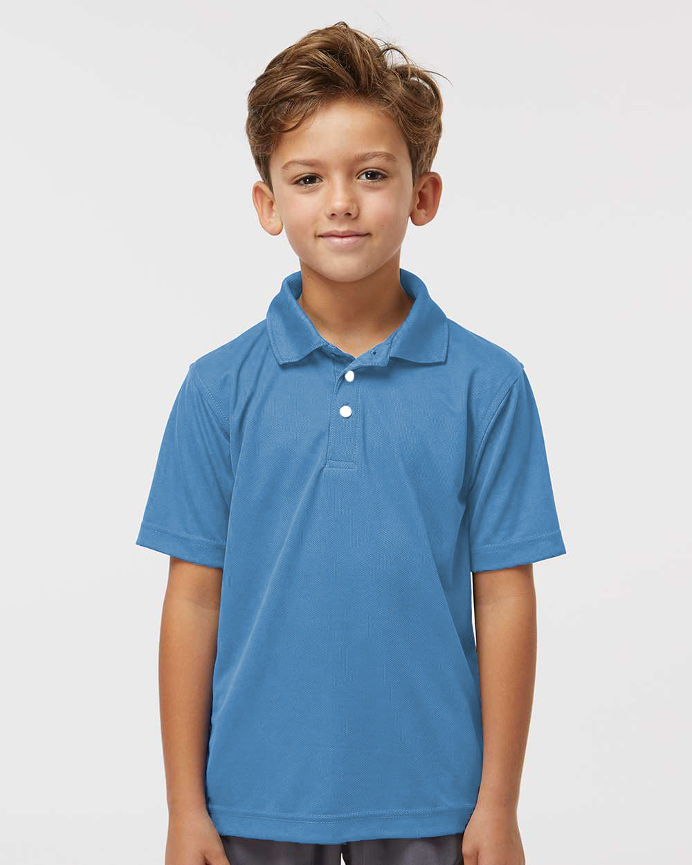 Soft Blue Youth Saratoga Performance Mini Mesh Polo by Paragon